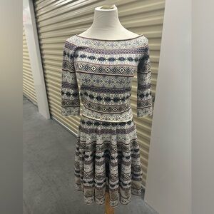 2 Piece Alexander McQueen Aztec Intarsia Silk Knit Dress and Top
